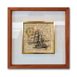 NONAME Tablo Center Taxta Çərçivə Şüşə Qızıl Tablo 42x42 cm R-