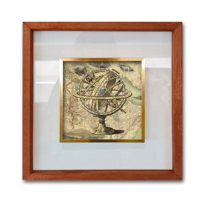 NONAME Tablo Center Taxta Çərçivə Şüşə qızıl Tablo 42x42 cm R